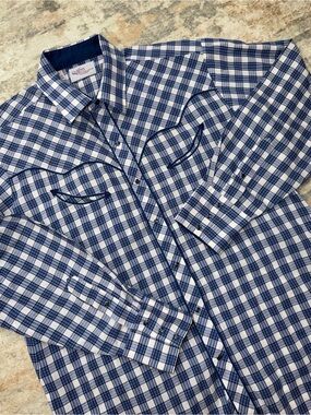 Vintage Kenny Rogers Western Collection Karman Plaid Pearl Snap Shirt 17/35 USA